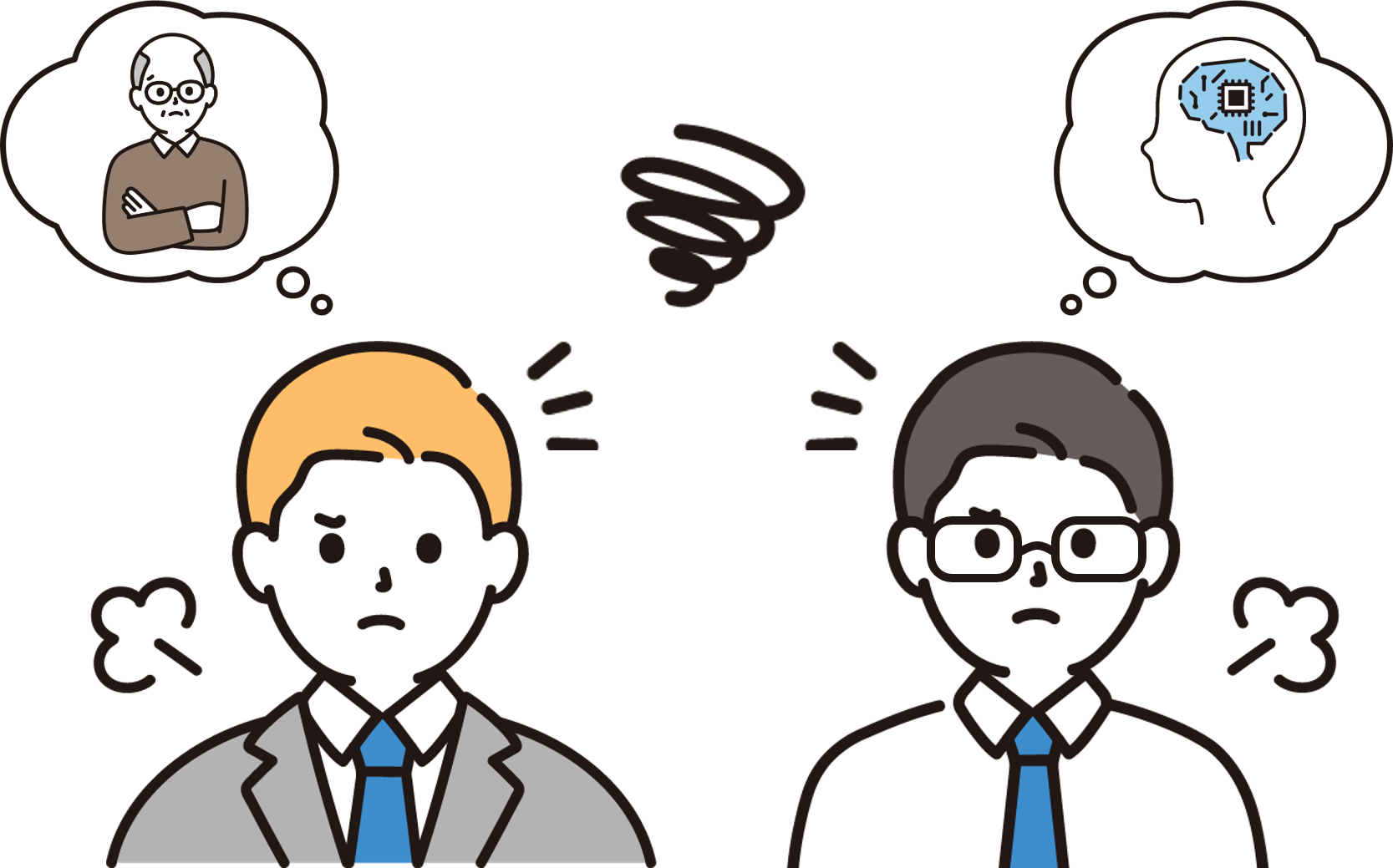 上手く連携できない営業マンと技術者